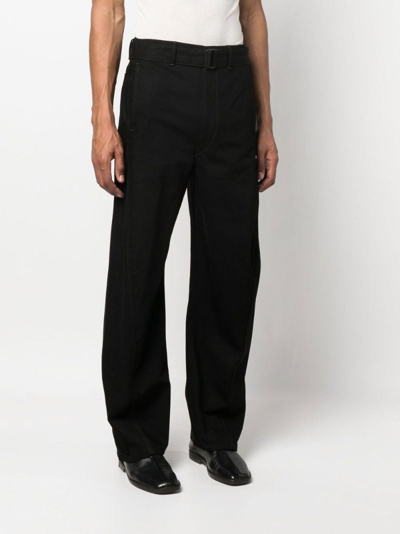 Black Belted Wide-leg Jeans