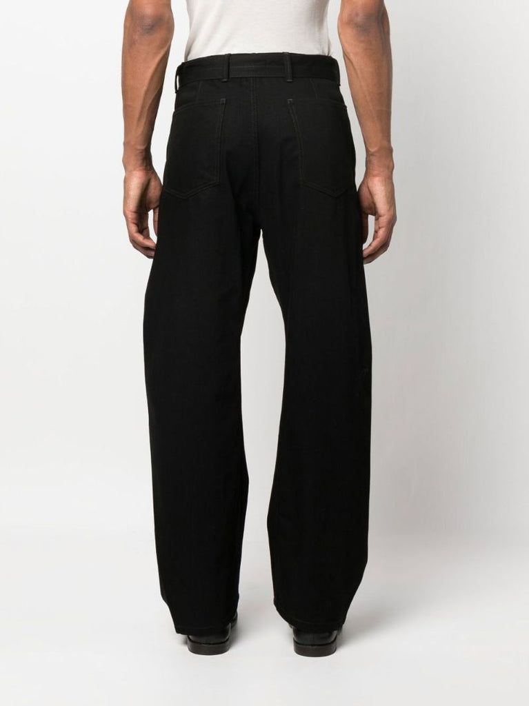 Black Belted Wide-leg Jeans