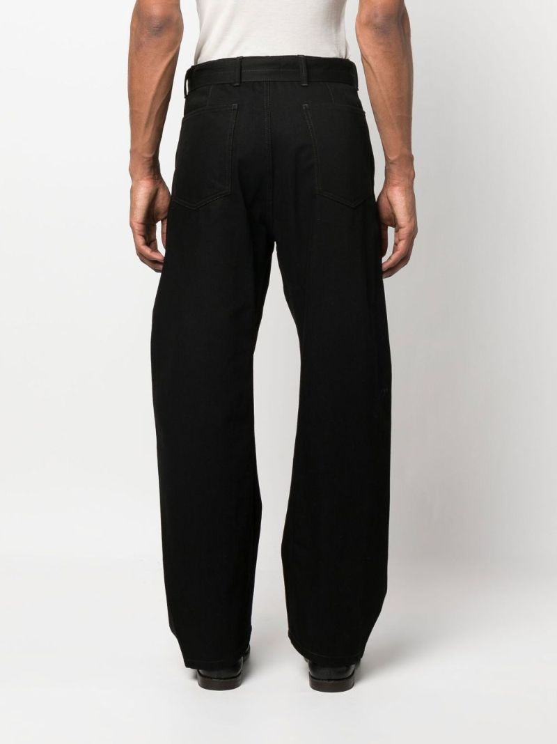 Black Belted Wide-leg Jeans