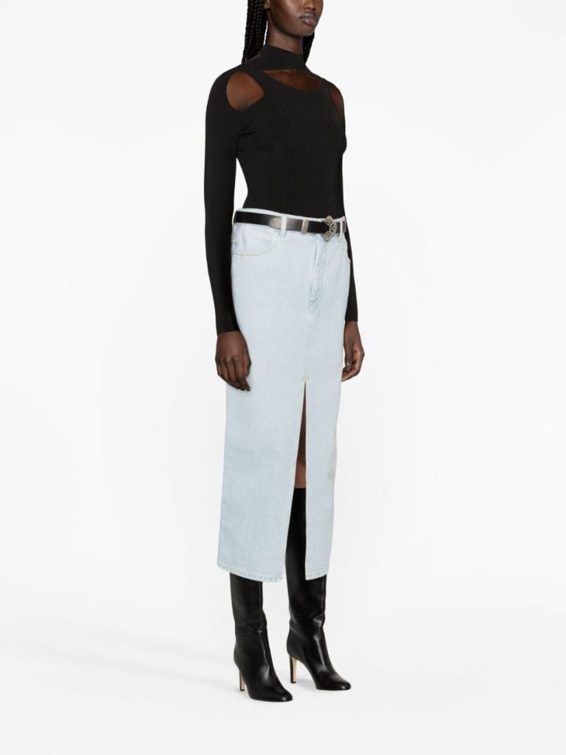 Blue Denim Midi Skirt