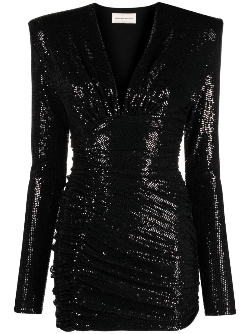 Black Sequin-embellished Mini Dress