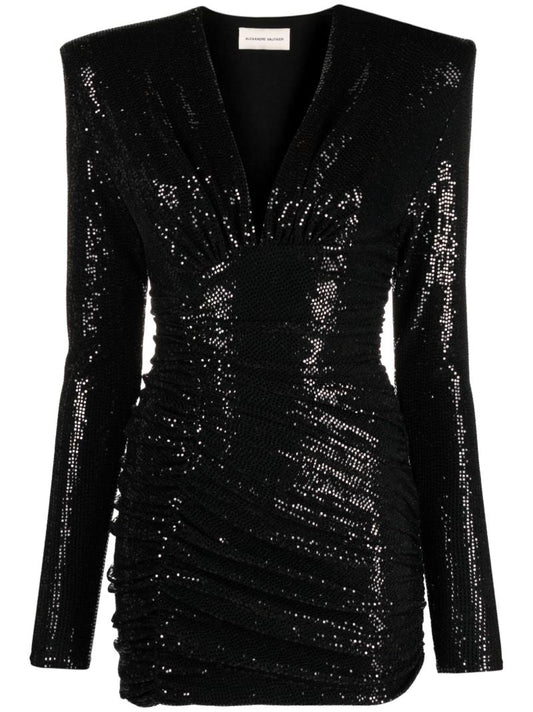 Black Sequin-embellished Mini Dress