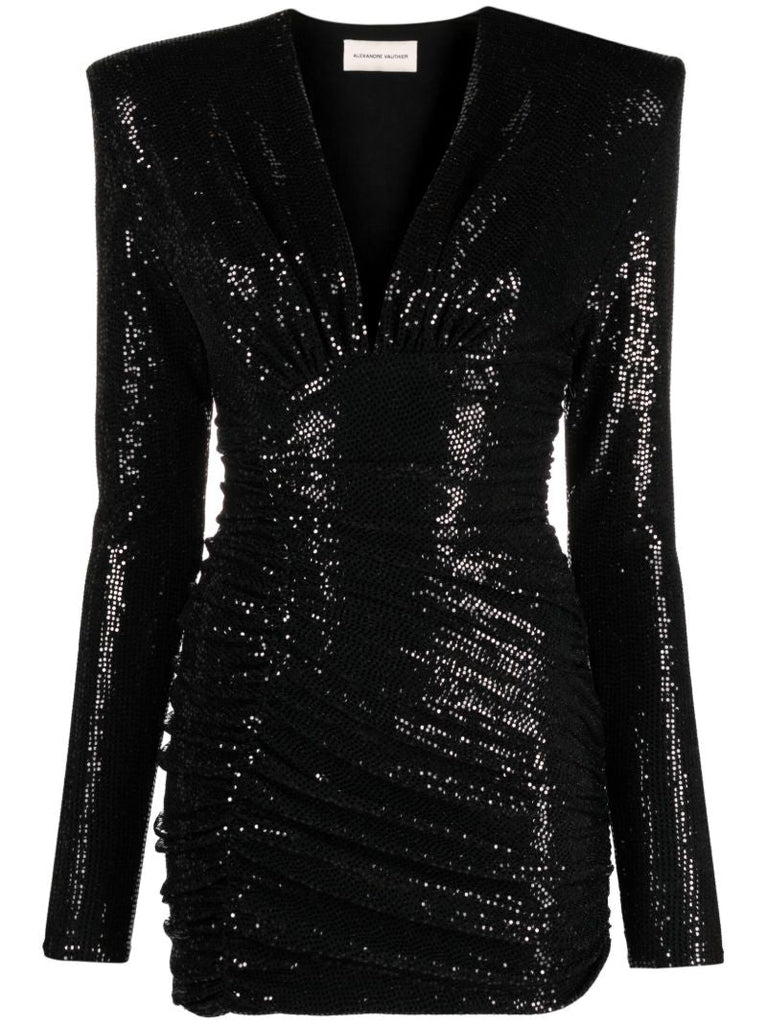 Black Sequin-embellished Mini Dress