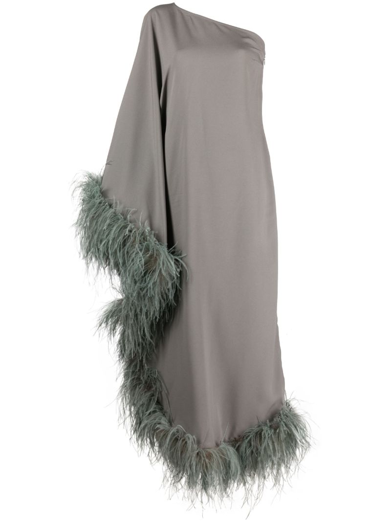 Grey Ubud Feather-trim Gown