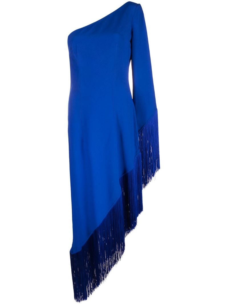 Blue Aventador Fringed One-shoulder Dress