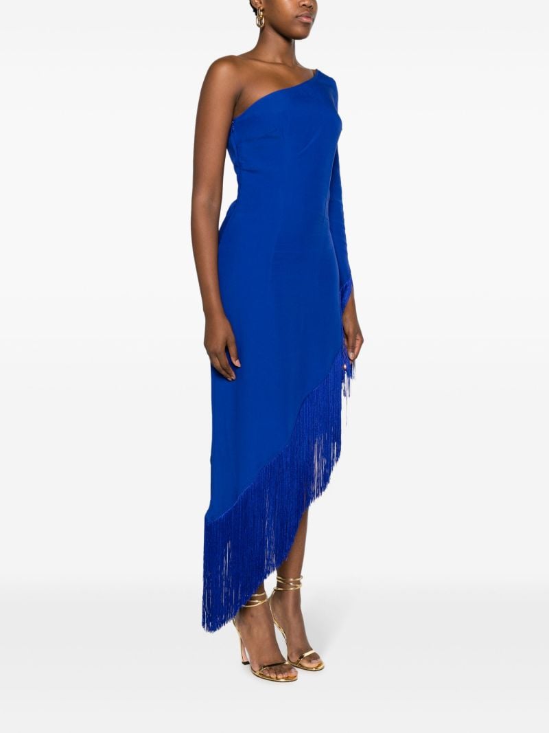 Blue Aventador Fringed One-shoulder Dress