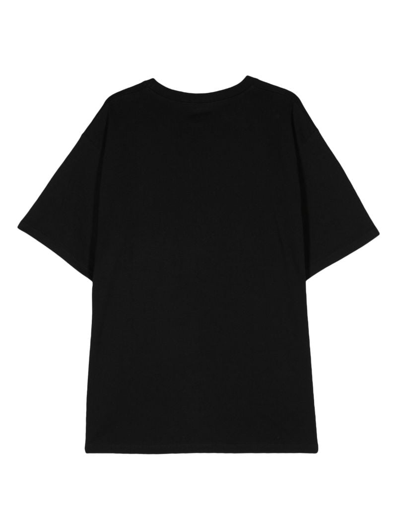 Black Logo Embroidered Cotton T-shirt