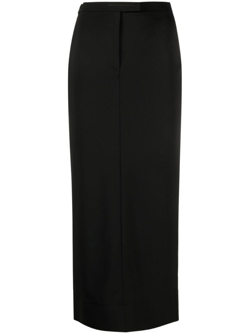 Black Logo-waist Midi Skirt