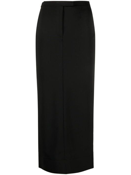 Black Logo-waist Midi Skirt