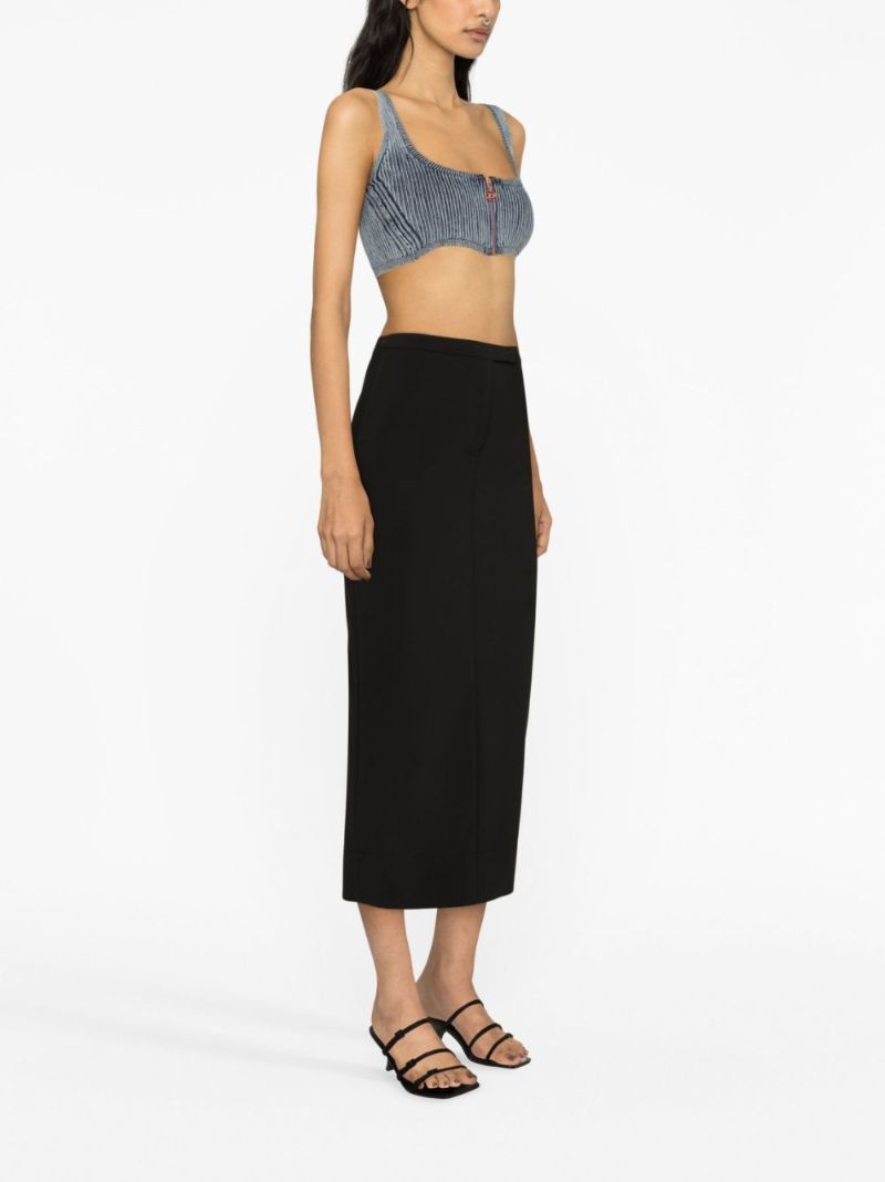 Black Logo-waist Midi Skirt