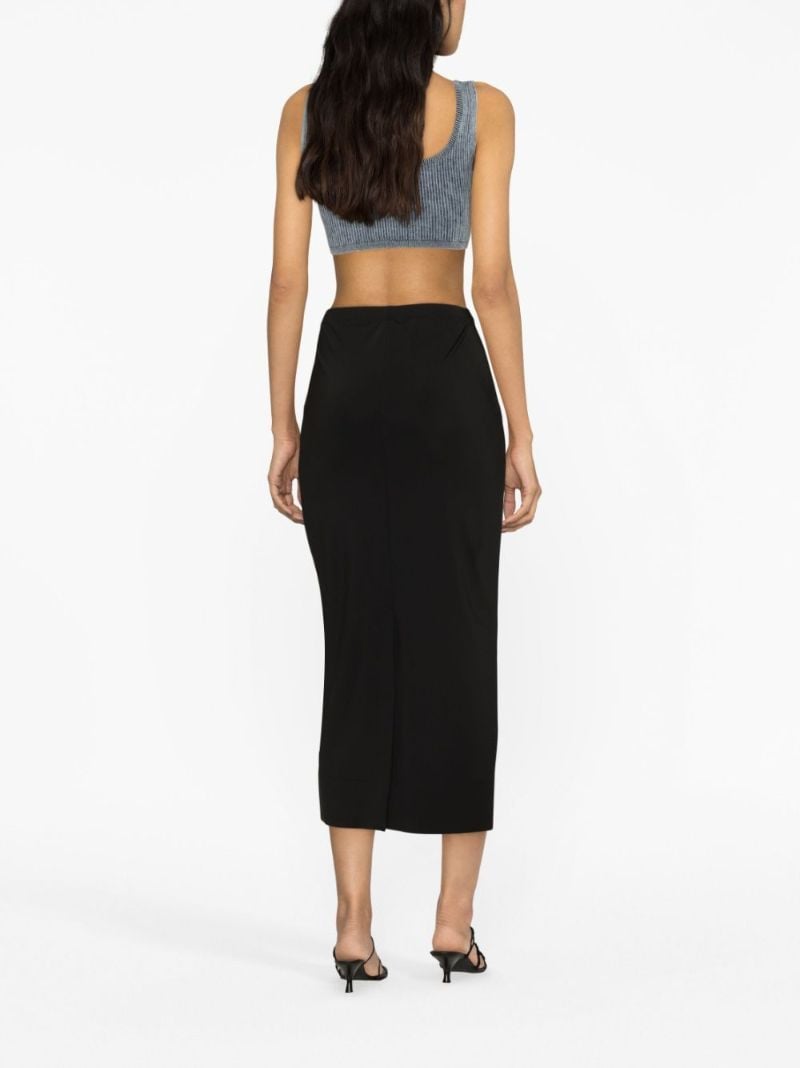 Black Logo-waist Midi Skirt