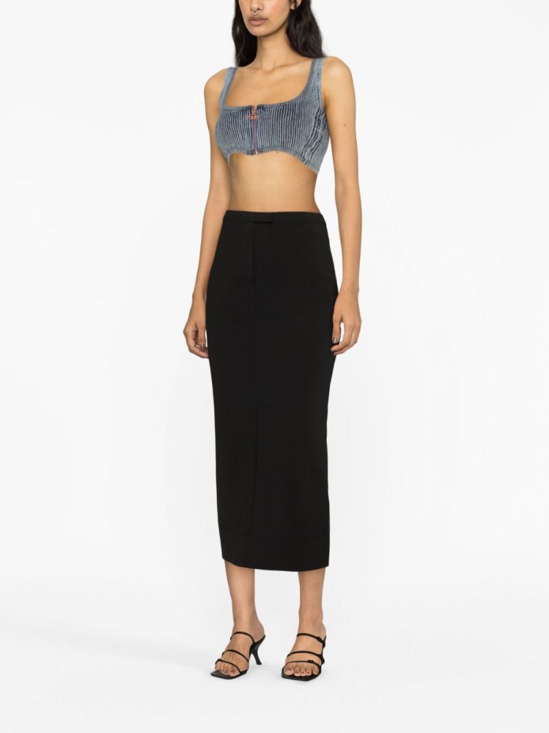 Black Logo-waist Midi Skirt