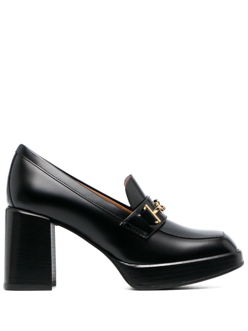 Black 90 Horsebit Leather Pumps