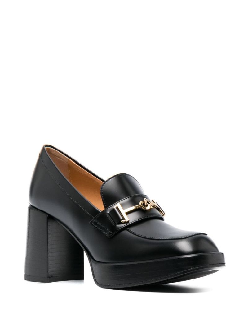 Black 90 Horsebit Leather Pumps