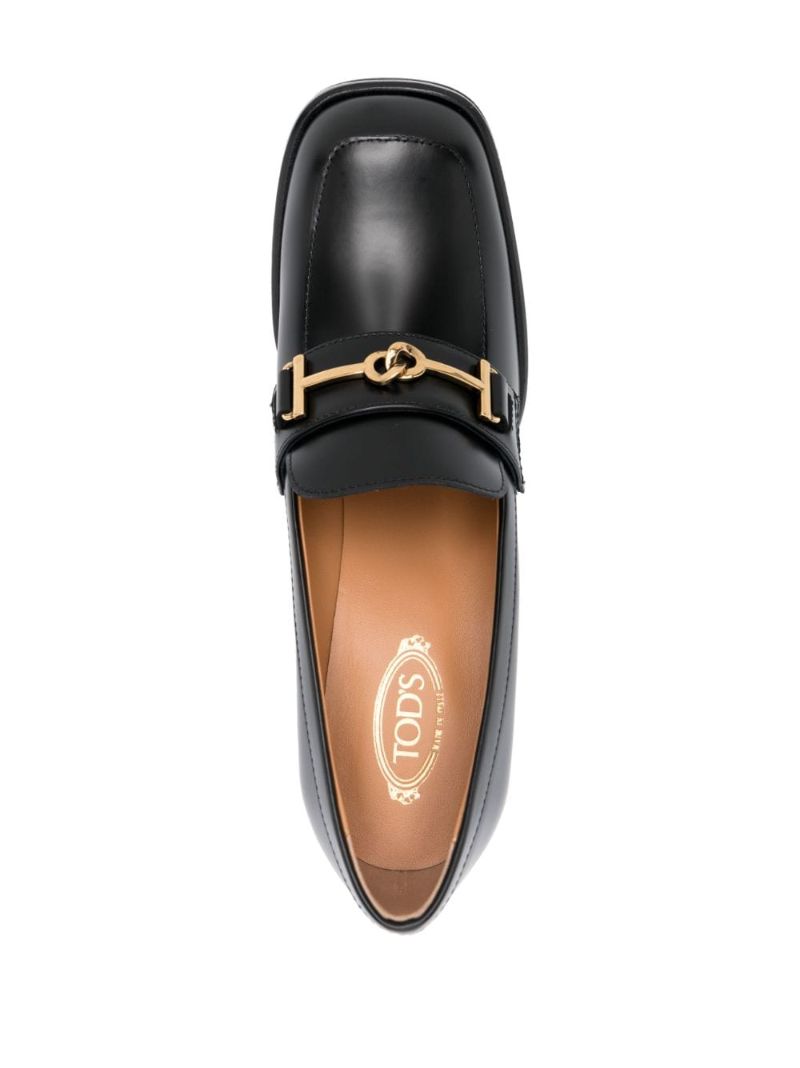 Black 90 Horsebit Leather Pumps