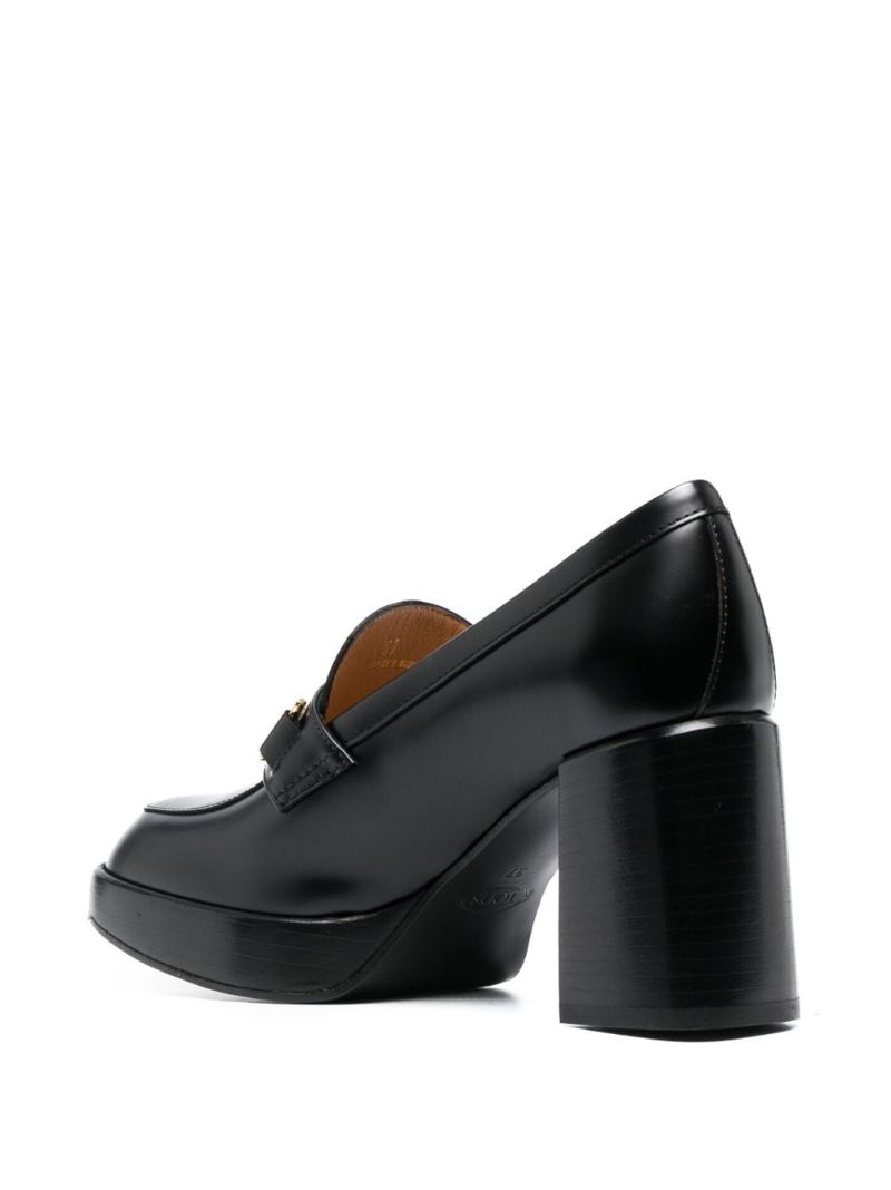 Black 90 Horsebit Leather Pumps