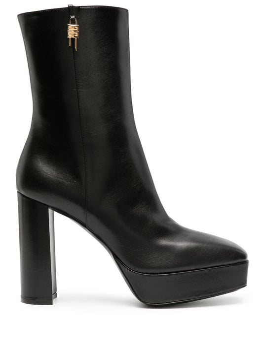Black 155 G Lock Leather Platform Boots