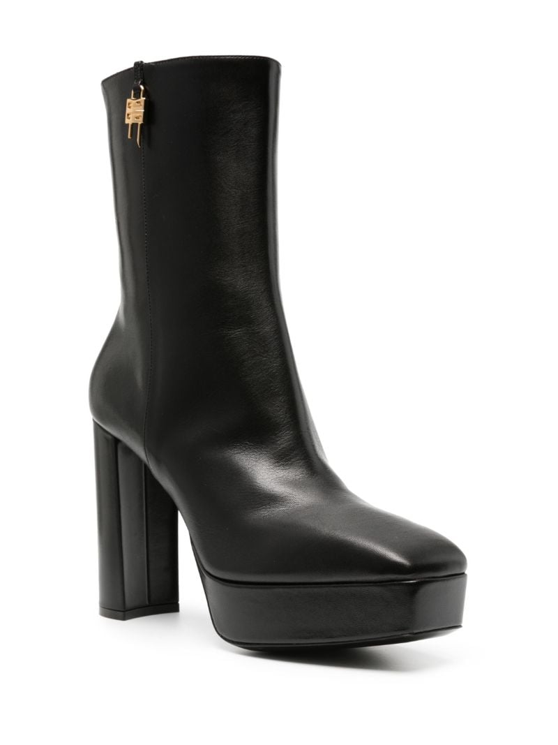 Black 155 G Lock Leather Platform Boots