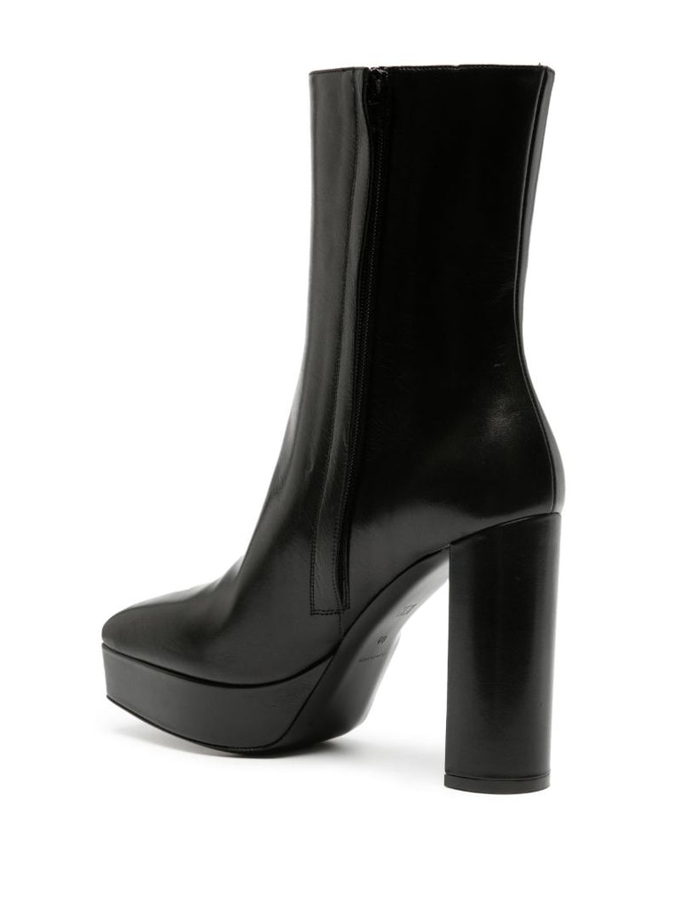 Black 155 G Lock Leather Platform Boots