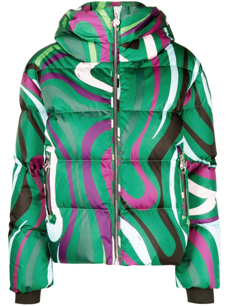 Green Barsy Marmo-print Ski Jacket