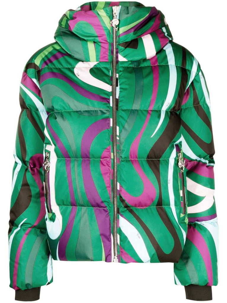 Green Barsy Marmo-print Ski Jacket