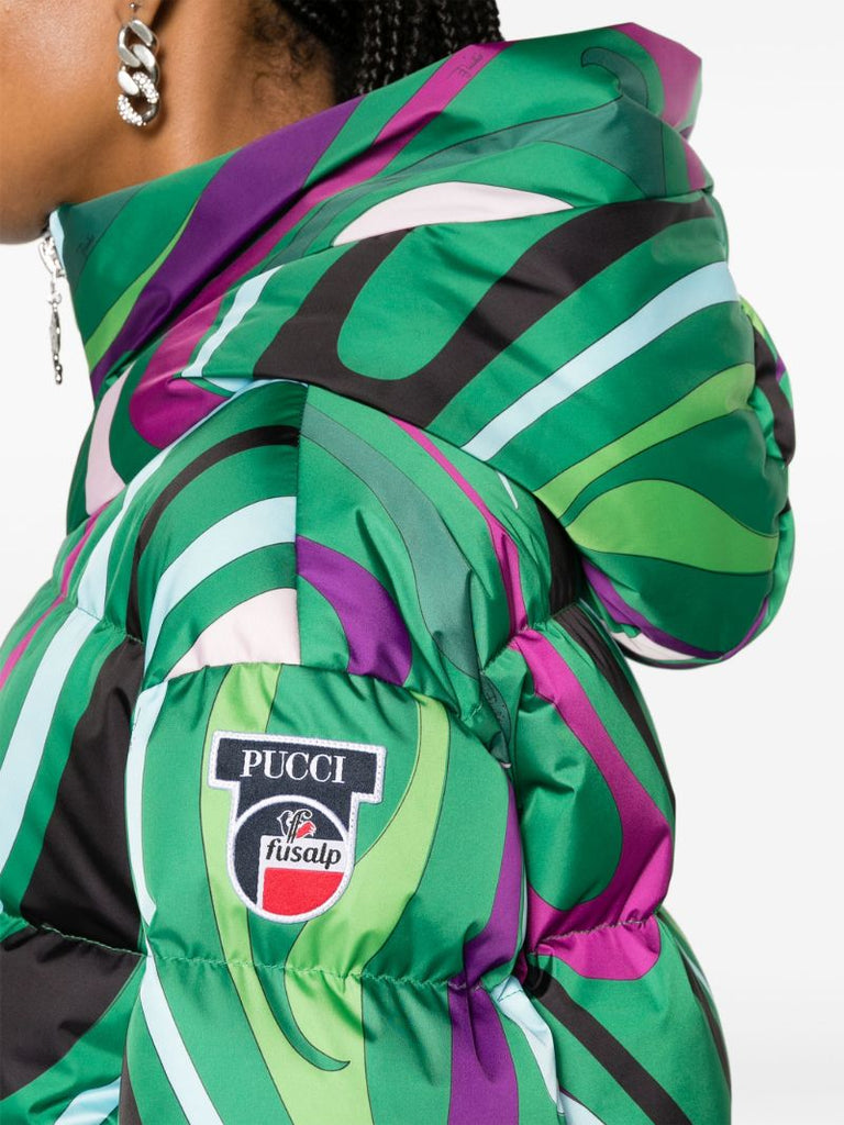 Green Barsy Marmo-print Ski Jacket