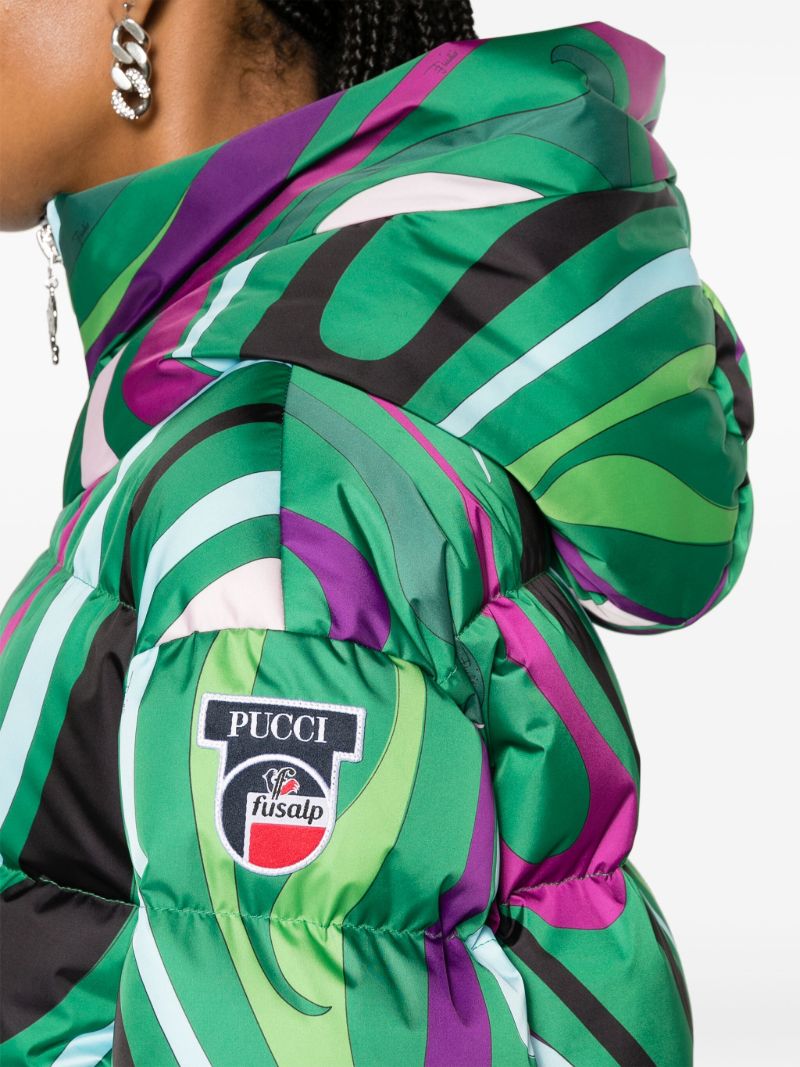 Green Barsy Marmo-print Ski Jacket