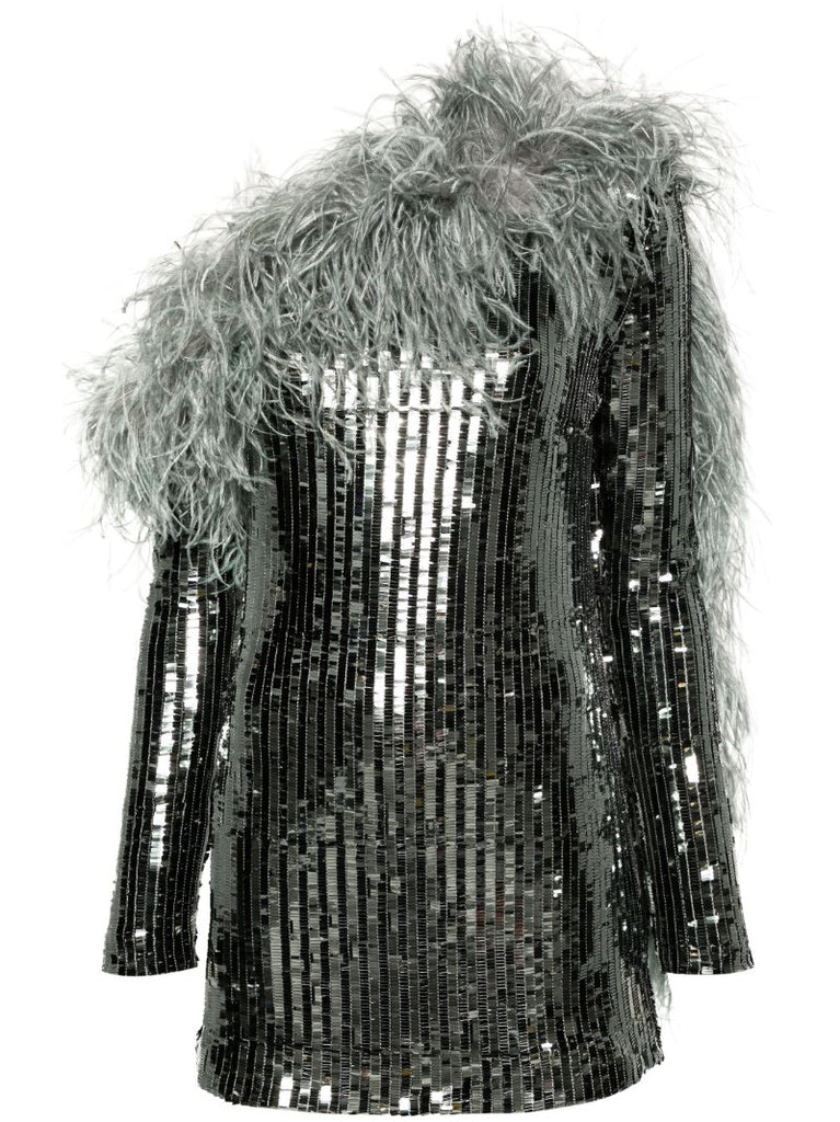 Silver-tone Garbo Sequinned Mini Dress