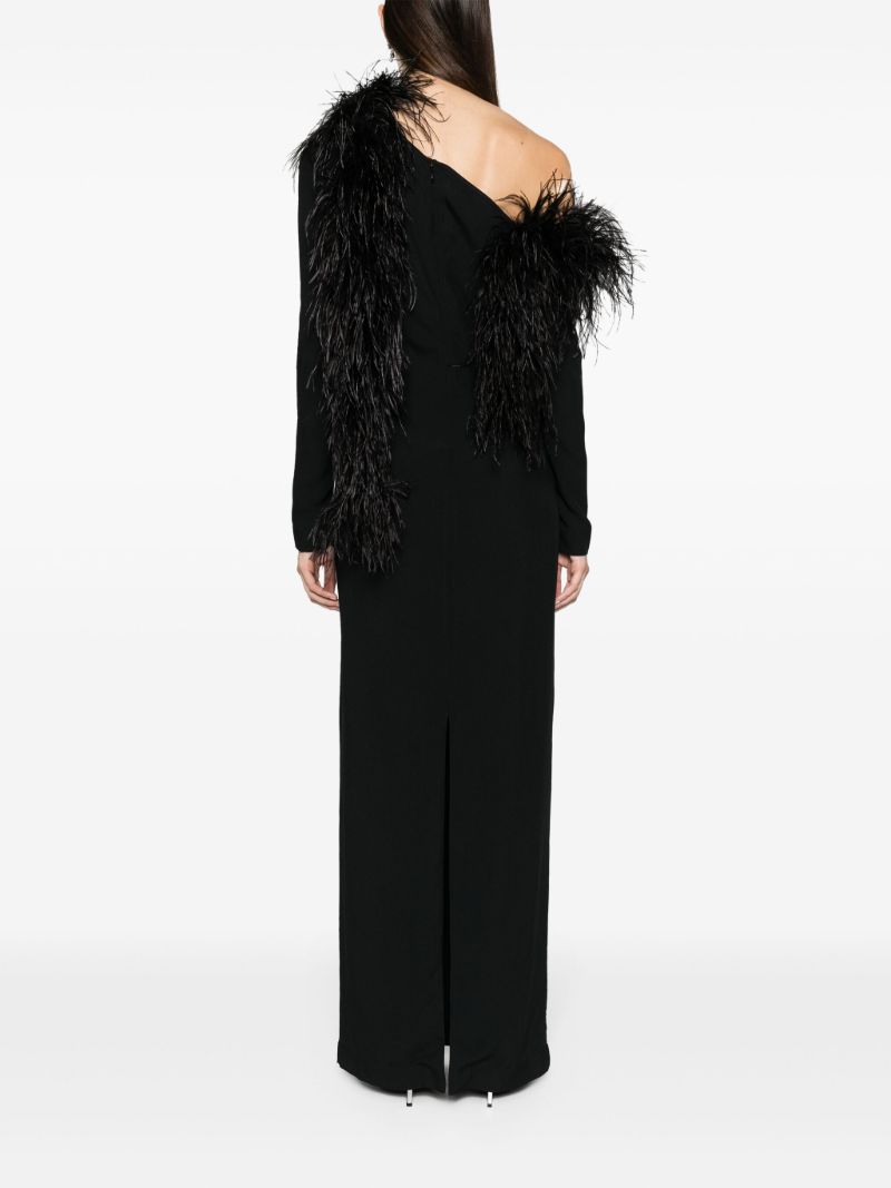 Black Garbo Feather-trim Gown