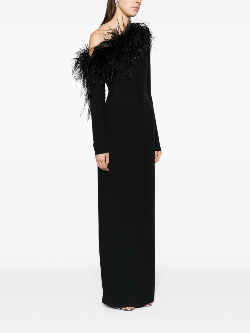 Black Garbo Feather-trim Gown