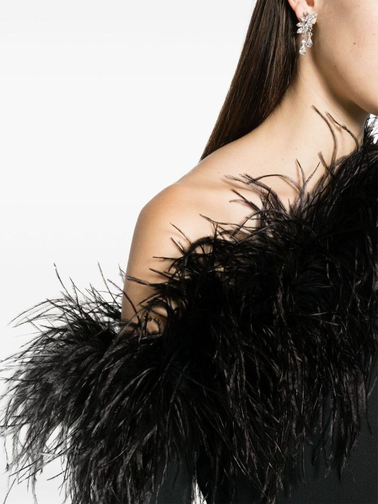 Black Garbo Feather-trim Gown