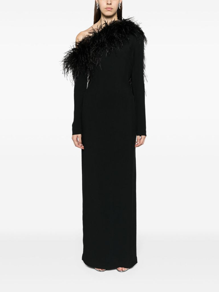 Black Garbo Feather-trim Gown