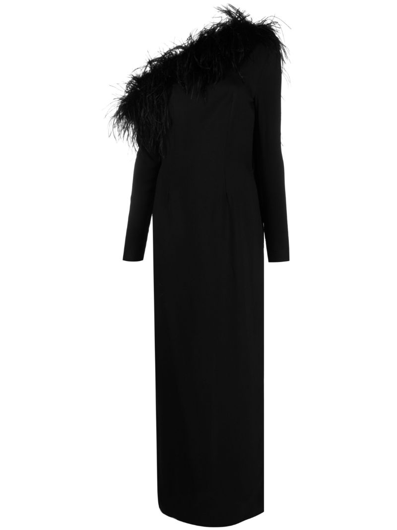 Black Garbo Feather-trim Gown