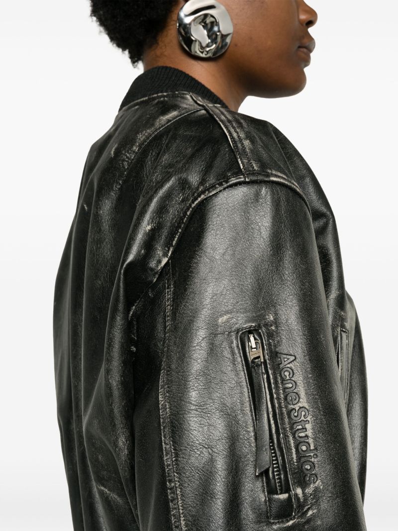 Black Leather Bomber Jacket