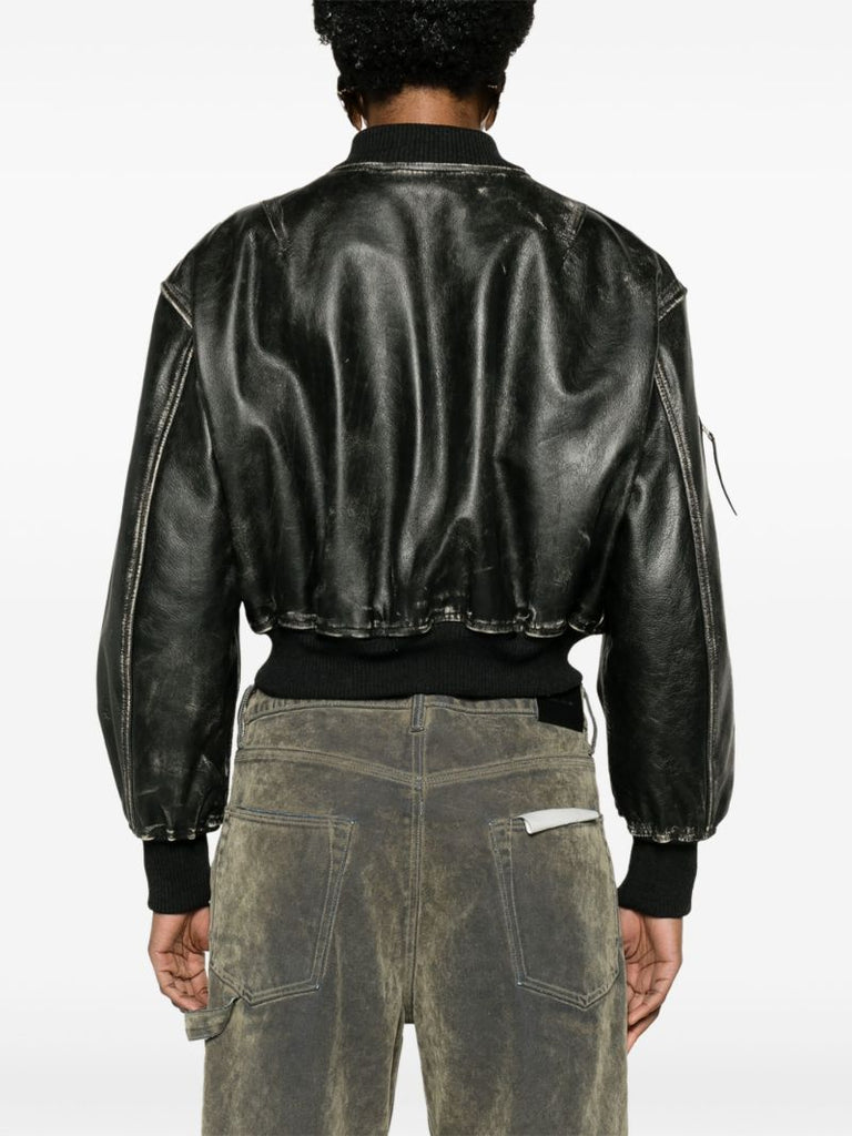 Black Leather Bomber Jacket