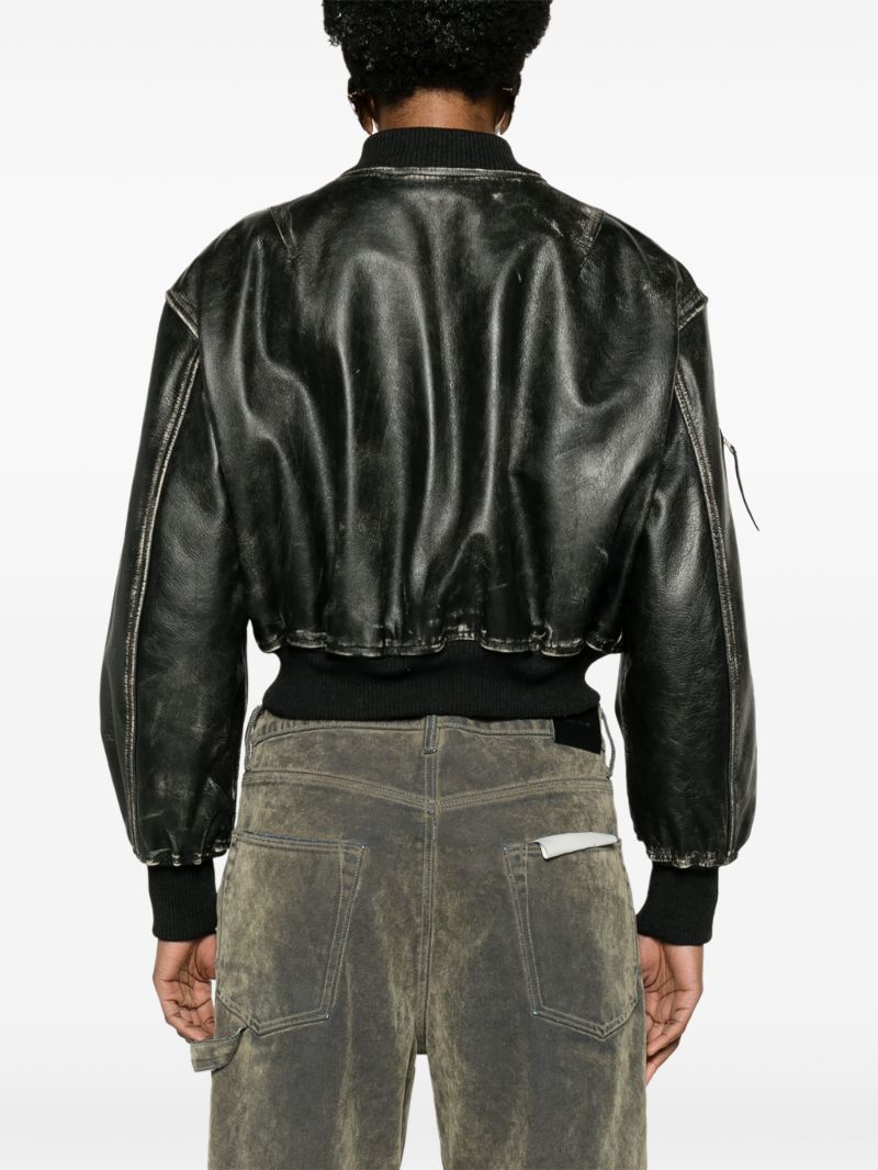 Black Leather Bomber Jacket