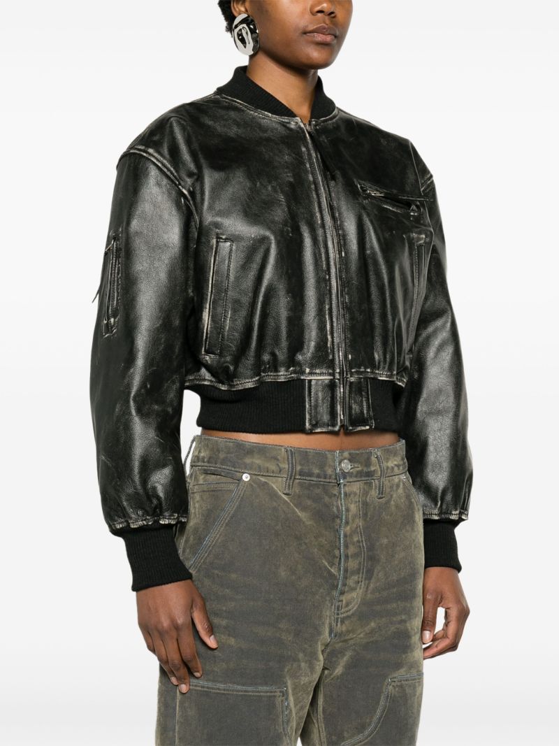 Black Leather Bomber Jacket