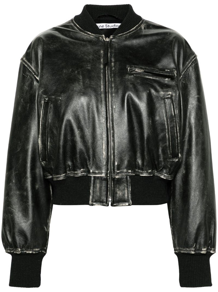 Black Leather Bomber Jacket