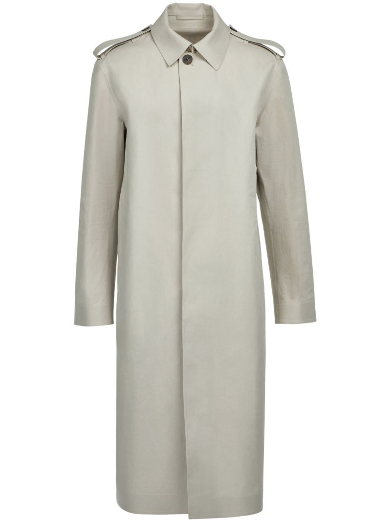 Neutral Single-breasted Cotton Coat