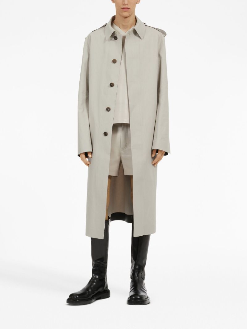 Neutral Single-breasted Cotton Coat