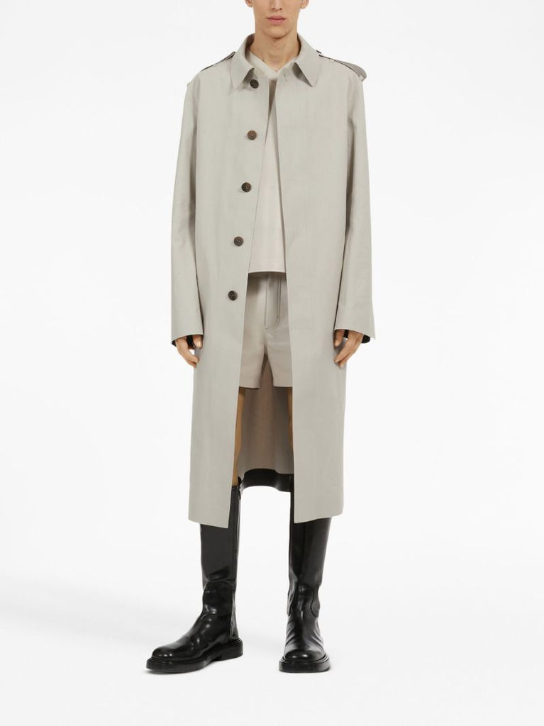 Neutral Single-breasted Cotton Coat