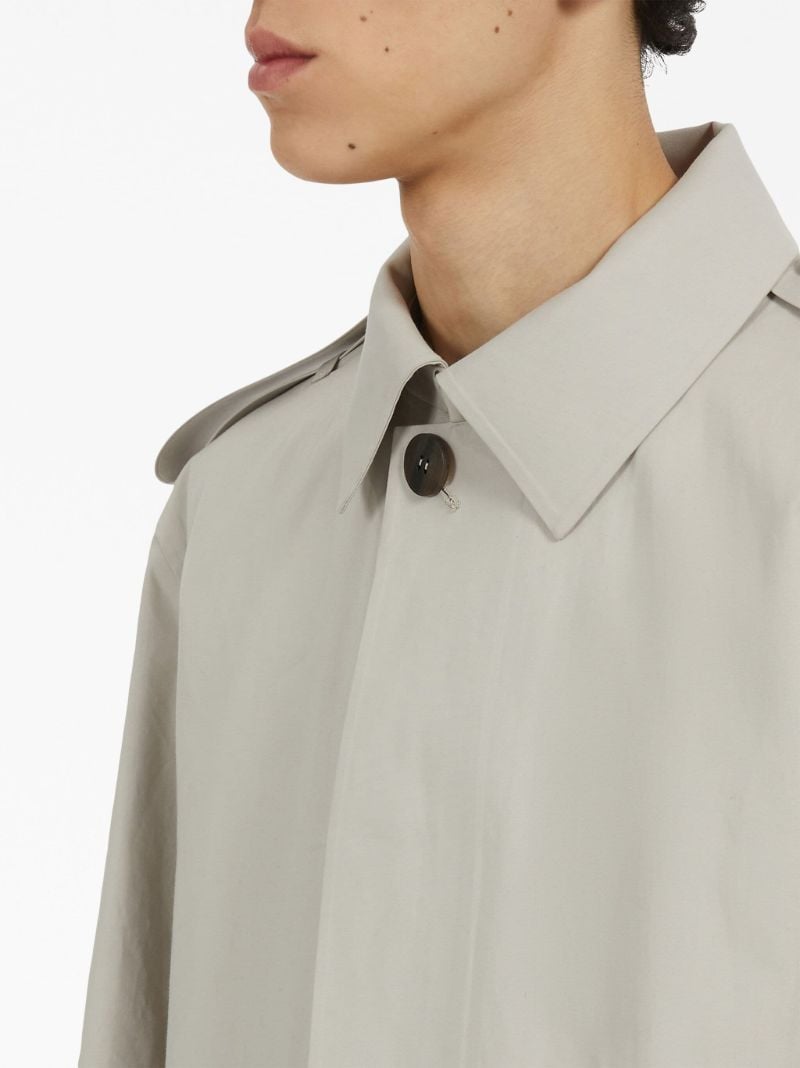 Neutral Single-breasted Cotton Coat