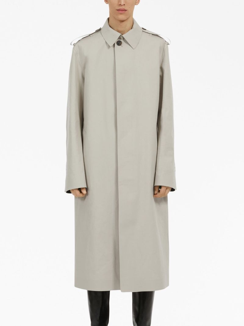 Neutral Single-breasted Cotton Coat
