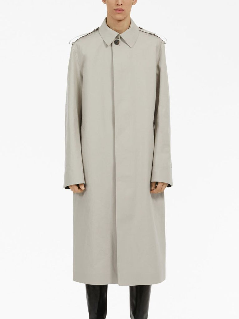 Neutral Single-breasted Cotton Coat