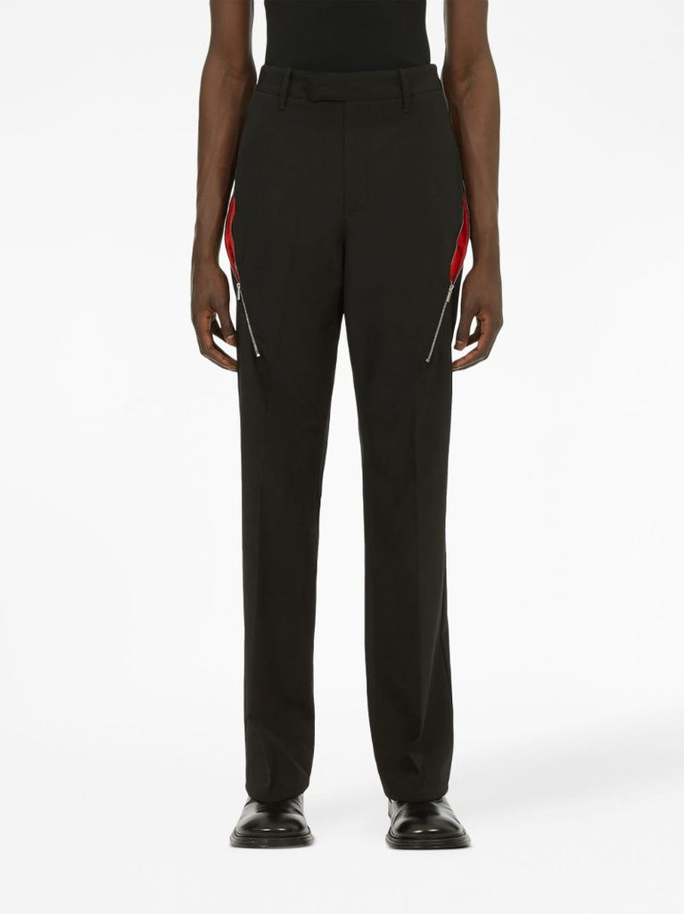 Black Zip-detailed Tailored Trousers