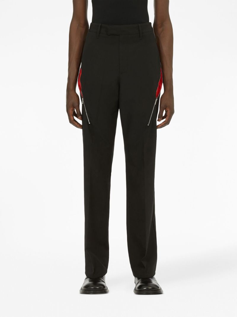 Black Zip-detailed Tailored Trousers