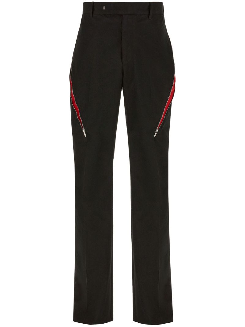 Black Zip-detailed Tailored Trousers