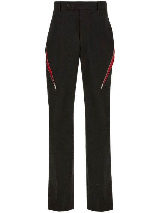 Black Zip-detailed Tailored Trousers
