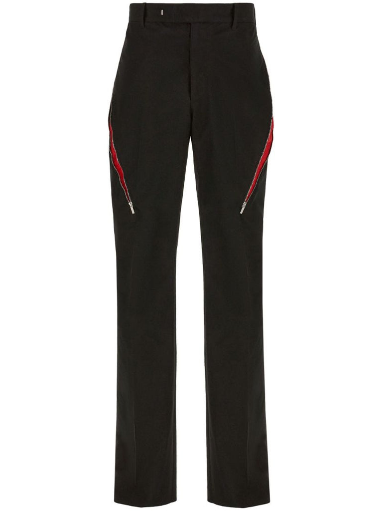 Black Zip-detailed Tailored Trousers