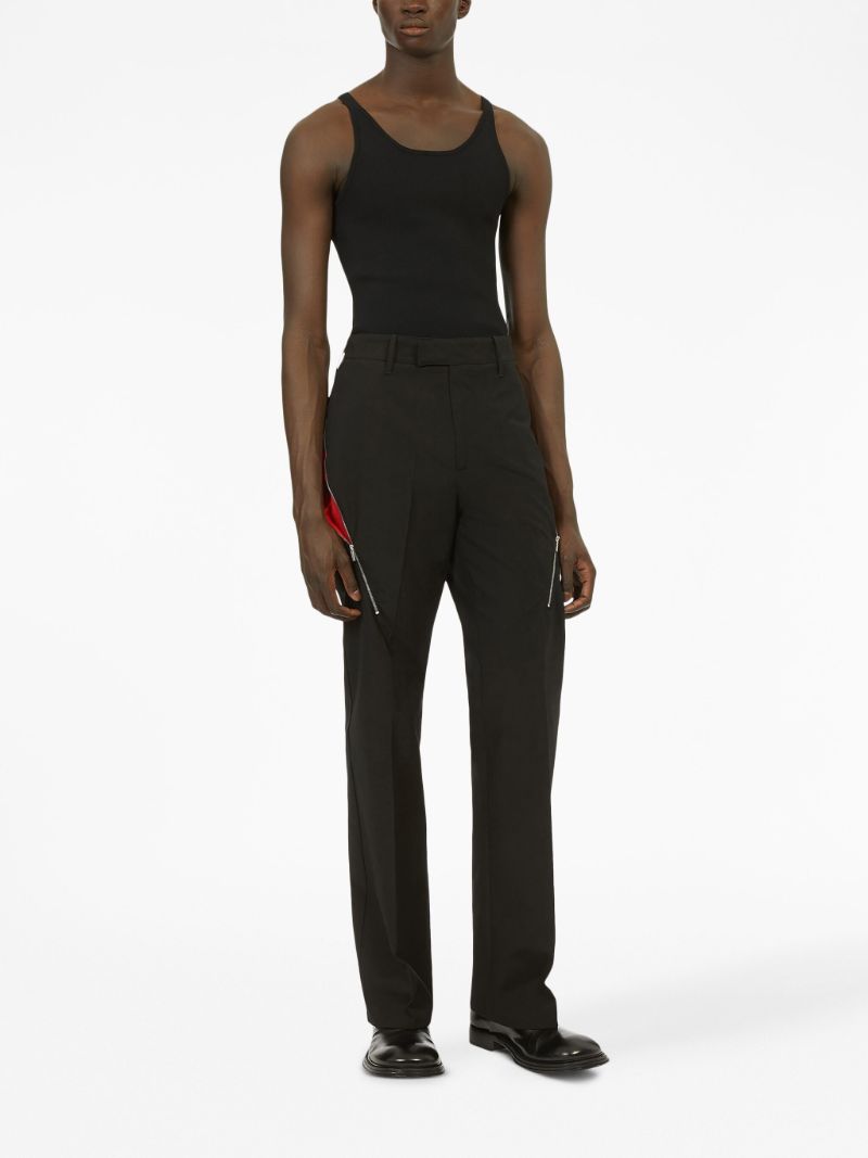 Black Zip-detailed Tailored Trousers